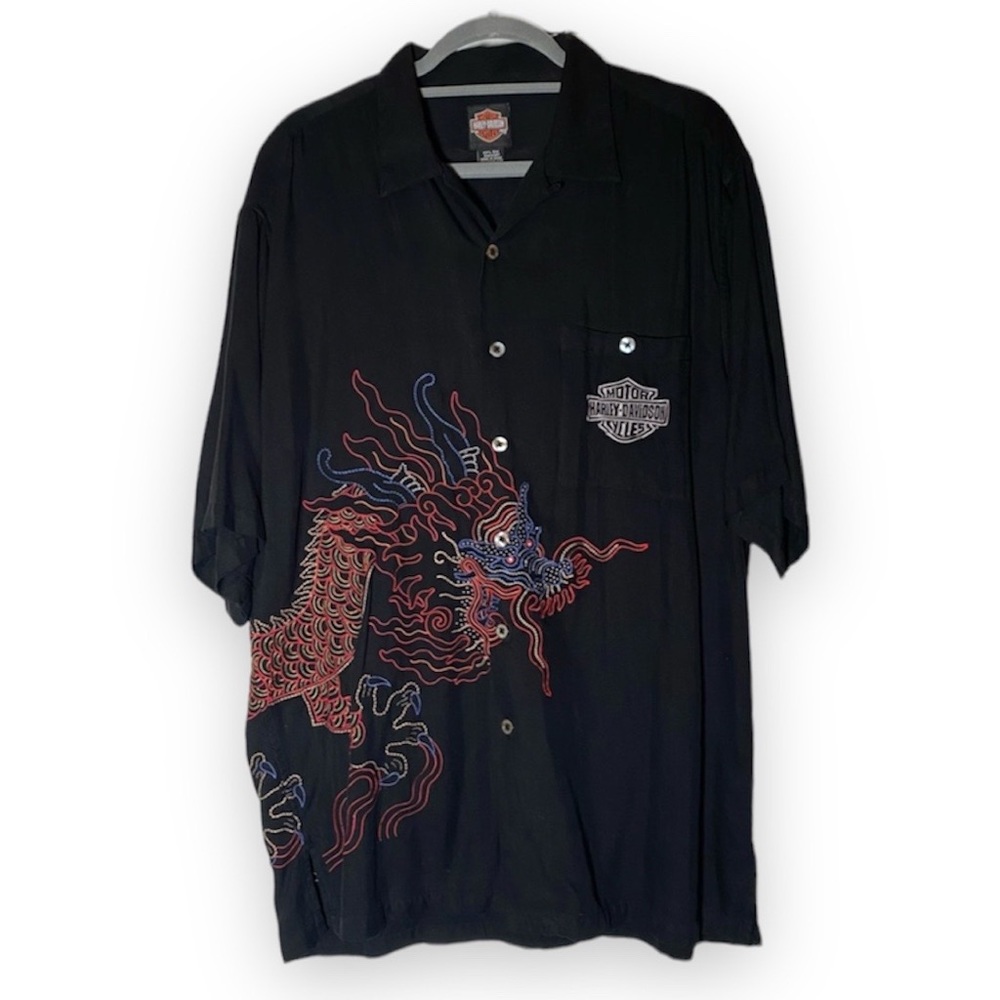Silk Harley Davidson Button Down